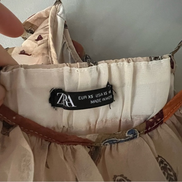 Zara Cream and Orange Tiered Maxi Sundress - Picture 14 of 15